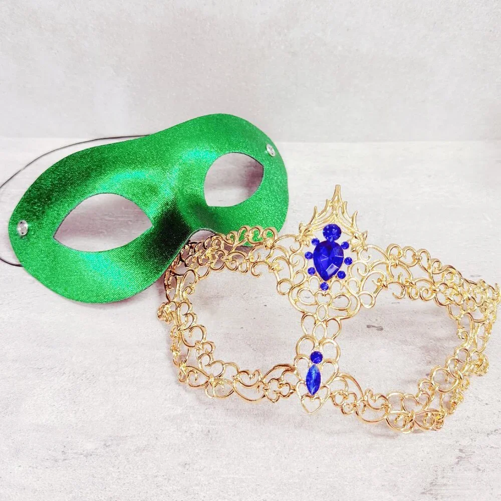 Green masquerade mask, cosplay mask, Halloween mask, Venetian mask, Prom mask